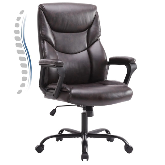 DUMOS Executive Leather Chair | Classic Brown Legal Comfort for Big & Tall